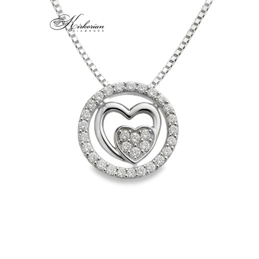 Луксозно колие от бяло злато 18k с двойно сърце и диаманти 0.185ct – модел RN53C Луксозно колие от бяло злато 18k с двойно сърце и диаманти 0.185ct – модел RN53C