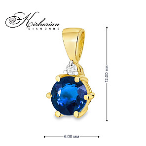 Колие от жълто злато 14К със сапфир 0.50 ct и диамант 0.015 ct | Модел ZS0076 | Цени от производител | Kirkorian Diamonds