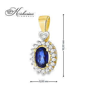 Луксозна висулка със сапфир и диаманти 0.70 ct | 14К жълто злато | Код ZS0312