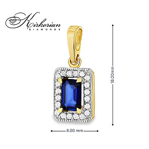 Висулка от жълто злато 14К със сапфир 0.60 ct и диаманти 0.10 ct – ZS0422 Висулка от жълто злато 14К със сапфир 0.60 ct и диаманти 0.10 ct – ZS0422