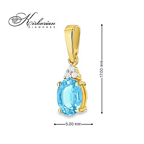 Колие от жълто злато 14К с швейцарски топаз 0.90 ct и диаманти 0.026 ct – модел ZT0308 Колие от жълто злато 14К с швейцарски топаз 0.90 ct и диаманти 0.026 ct – модел ZT0308