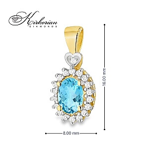 Висулка от жълто злато 14К с топаз и диаманти 0.60 ct | Елегантен дизайн | Код: ZT0312