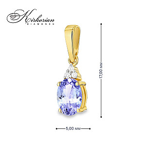 Колие от жълто злато 14К с танзанит 0.70 ct и диаманти 0.026 ct – код: ZTZ0308