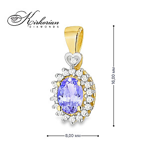 Висулка от жълто злато 14К с танзанит и диаманти – ZTZ0312, луксозна опаковка, готова за подарък