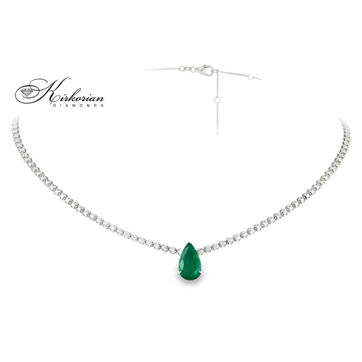 Колие от бяло злато 18k със смарагд 1.42ct и диаманти 1.43ct – луксозен модел IT31