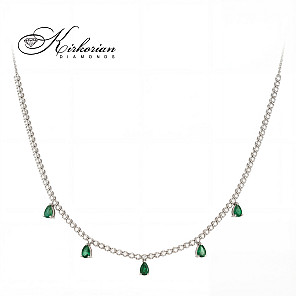 Диамантено колие от бяло злато 18К с изумруди 2.02 ct в тенис стил – лукс на достъпна цена