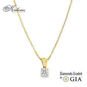 Класическо колие жълто злато 14к с диамант 0.40ct GIA – Код K396B