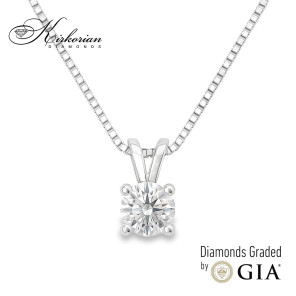 Колие от бяло злато 14k с диамант 0.40ct | GIA сертификат | Код: K601A