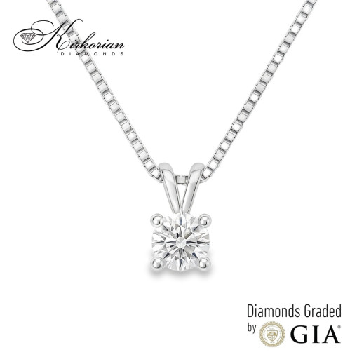 Класическо колие от бяло злато 14k с диамант 0.30ct | GIA сертификат | Код: K634