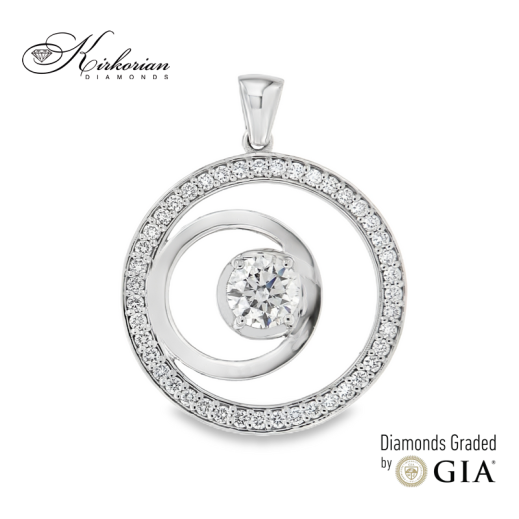 Колие от бяло злато 14k с диамант 1.00ct и общо 1.67ct | GIA сертификат | Код: K644