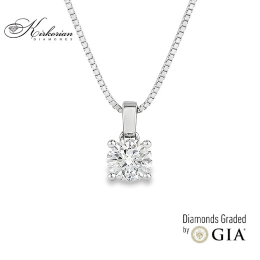 Класическо колие от бяло злато 18k с диамант 0.50ct – GIA сертифициран модел K653