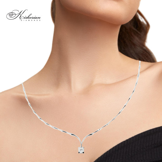 Луксозно колие от бяло злато 18k с диамант 0.40ct | GIA сертификат | Код: KD672
