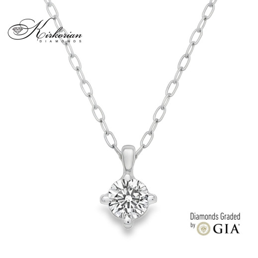Класическо колие с един диамант 0.50ct от бяло злато 18k | GIA сертификат | Код: M116 Класическо колие с един диамант 0.50ct от бяло злато 18k | GIA сертификат | Код: M116