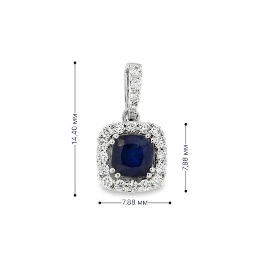 Висулка от бяло злато 18k с диаманти 0.19ct и сапфир 0.70ct | Код: P116044