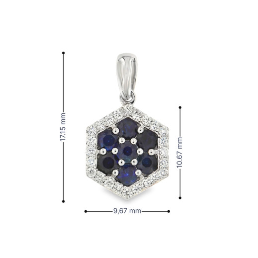 Висулка от бяло злато 18k с диаманти 0.18ct и сапфири 0.728ct | Код: PD019818