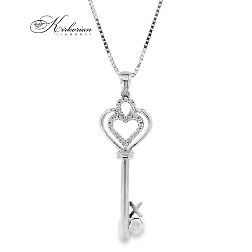 Колие ключ от бяло злато 18k с диаманти 0.10ct | Код: RN105