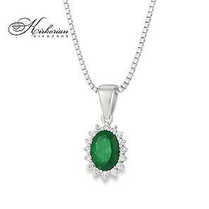 Колие от бяло злато 18k със смарагд 1.25ct и диаманти 0.17ct | Код: RN110