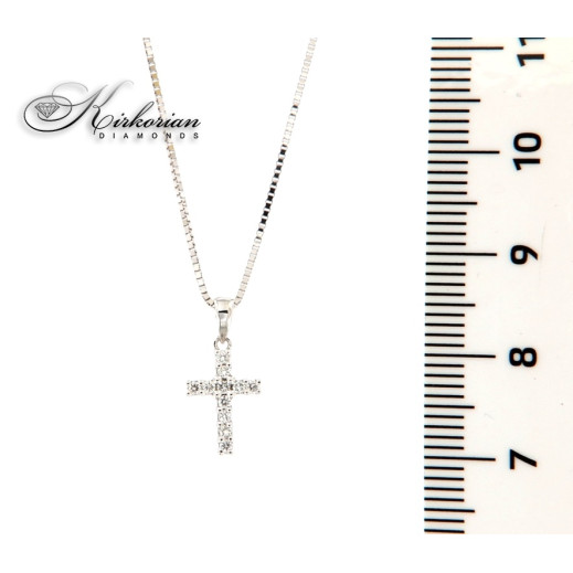Кръст от бяло злато 18k с диаманти 0.11ct – елегантно религиозно бижу | Код: RN118
