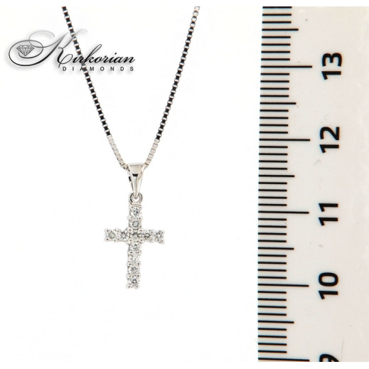 Кръст от бяло злато 14k с диаманти 0.19ct – стил, символика и блясък | Код: RN119 Кръст от бяло злато 14k с диаманти 0.19ct – стил, символика и блясък | Код: RN119