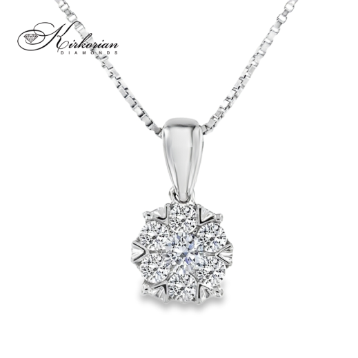 Луксозно колие от бяло злато 18k с диаманти 0.23ct – модел RN50B | Kirkorian Diamonds