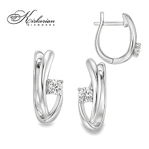 Обеци от бяло злато 18K с диаманти 0.15 ct и английско закопчаване – Код: RN98
