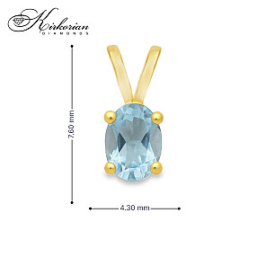 Златна висулка с аквамарин 0.38 ct – енергия за зодия Водолей