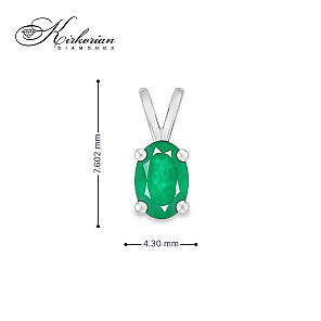 Висулка от бяло злато 14К с естествен смарагд 0.40 ct – зодия Телец | Kirkorian Diamonds