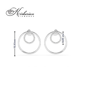 Обеци от бяло злато 18К с диаманти 0.25 ct – модерен дизайн с кръгове и винтово закопчаване | Топ цена 