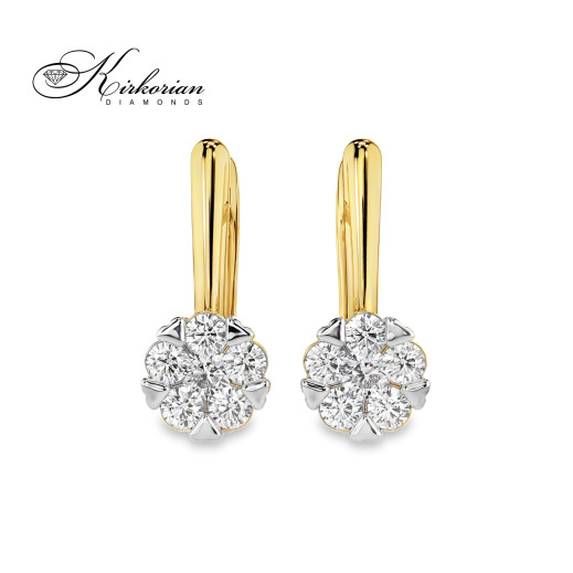 Обеци жълто злато 18к с диаманти 0.42 ct – Английско закопчаване, Код K100151 Обеци жълто злато 18к с диаманти 0.42 ct – Английско закопчаване, Код K100151