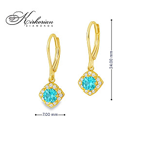 Обеци от жълто злато 14К с топази и диаманти – елегантен дизайн и луксозна опаковка