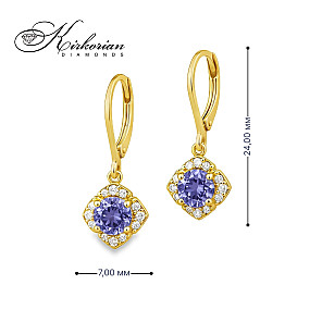 Обеци от жълто злато 14К с танзанит и диаманти – изискан лукс и перфектно съотношение цена-качество