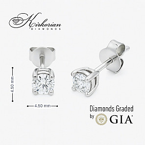 Класически обеци от бяло злато 14К с диаманти 0.52 ct OB127 – изтънчен блясък и високо качество с GIA сертификат