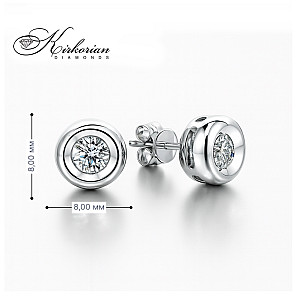 Обеци от бяло злато 14К с диаманти 0.32 ct G-H SI – класически модел RN109 с луксозна кутия и сертификат