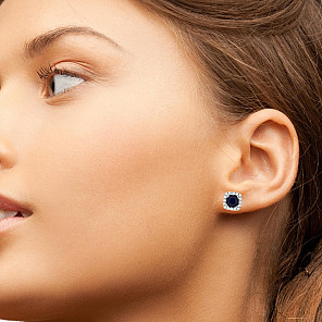 Елегантни обеци от бяло злато 18к със сапфири 0.70ct и диаманти 0.32ct – Код E117193