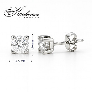 Класически обеци с диамант 0,81 ct и бяло злато 14К на щифт, Код K407