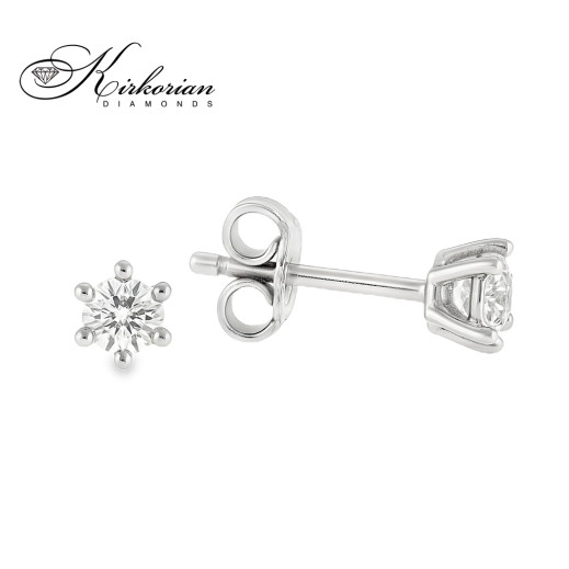 Класически обеци от бяло злато 14k с диаманти 0.20ct – модел KD674 с шест зъба Класически обеци от бяло злато 14k с диаманти 0.20ct – модел KD674 с шест зъба