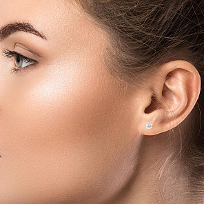  Класически обеци бяло злато 14K с диамант 0.35ct – елегантност и блясък