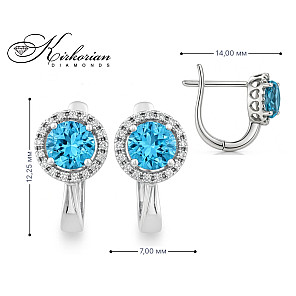 Обеци от бяло злато 18К с топаз 1.32 ct и диаманти 0.10 ct ON9 – луксозно предложение с перфектно съотношение цена качество