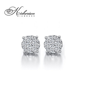 Обеци от бяло злато 18К с диаманти 0.34 ct G-H SI – елегантен модел RN143 с естествени диаманти