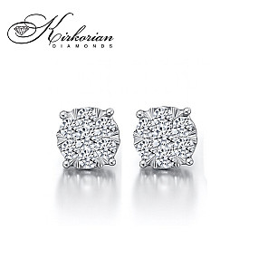 Обеци от бяло злато 18К с диаманти 0.50 ct G-H SI – луксозен модел RN144B с естествени диаманти и перфектен блясък