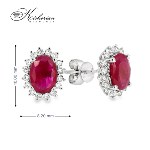 Обеци Бяло Злато 18к с Рубин и Диаманти 0.31 Карата - Код: RN176 | Kirkorian Diamonds