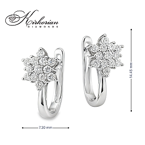 Обеци от бяло злато 14К с диаманти 0.41 ct и английско закопчаване Елегантен модел Код RN195