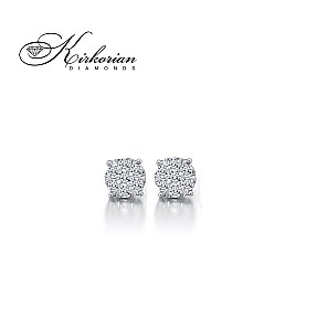 Нежни обеци от бяло злато 18К с диаманти 0.15 ct Елегантен модел Код RN55