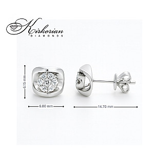 Обеци от бяло злато 14К с диаманти 0.22 ct Модел с модерна форма Код RN86