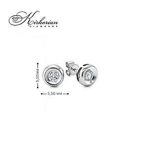 Обеци от бяло злато 18К с диаманти 0.05 ct в класически обков Компактен елегантен модел Код RN94B