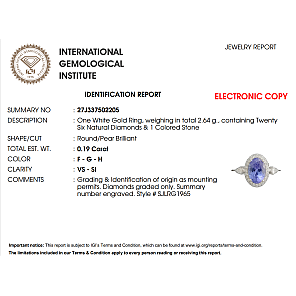 Годежен пръстен 18к. с танзанит 1,39 карата и диаманти 0.19 карата с IGI сертификат код:RT13