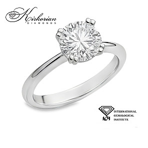 Елегантен годежен пръстен с 1.50ct лабораторен диамант IGI | 14K бяло злато