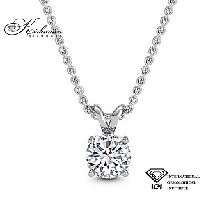 Елегантно колие с диамант 1.60ct E/VS1 от бяло злато 18k с IGI сертификат
