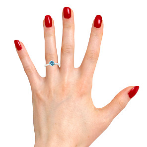 Ексклузивен годежен пръстен с 1.04ct Fancy Vivid Blue лабораторен диамант – 14K бяло злато | Код: LG614B