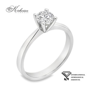 Годежен пръстен от бяло злато 14К с лабораторен диамант 0.50 ct IGI сертификат – код LG635